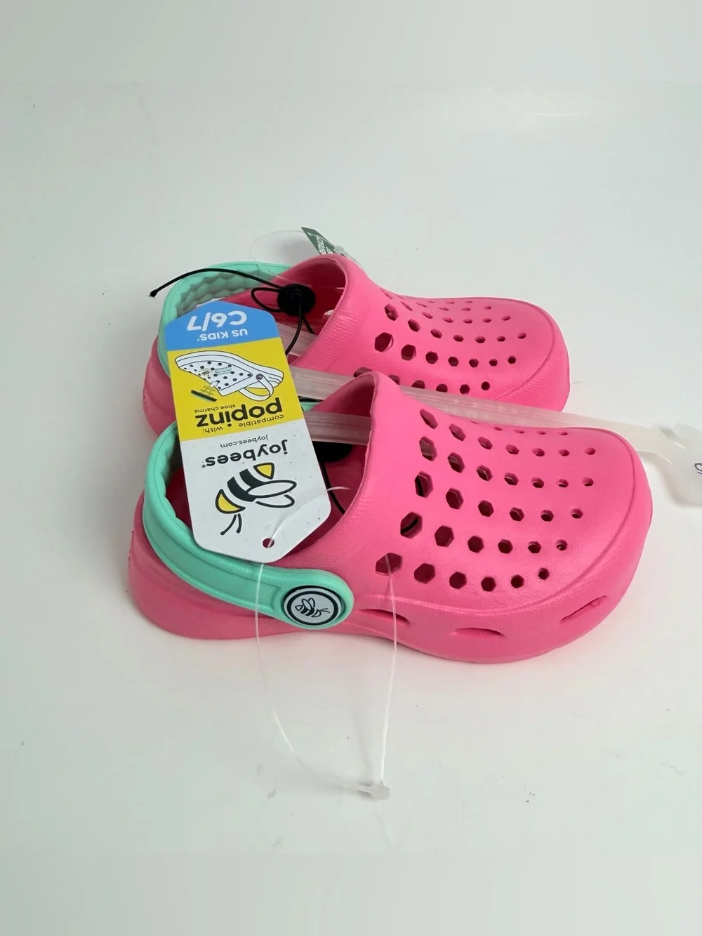 Joybees Kids Poppinz Slip-On Clog Sandals - Pink with Mint Strap